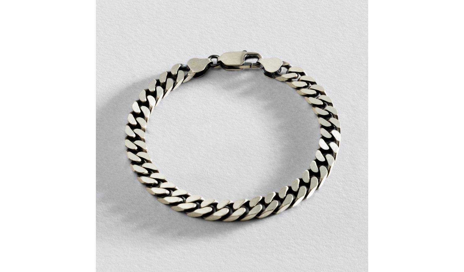 Revere Men's Sterling Silver Oxidized Curb Bracelet