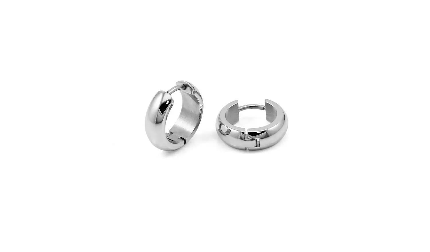 Revere Men's Stainless Steel Plain Huggie Earrings