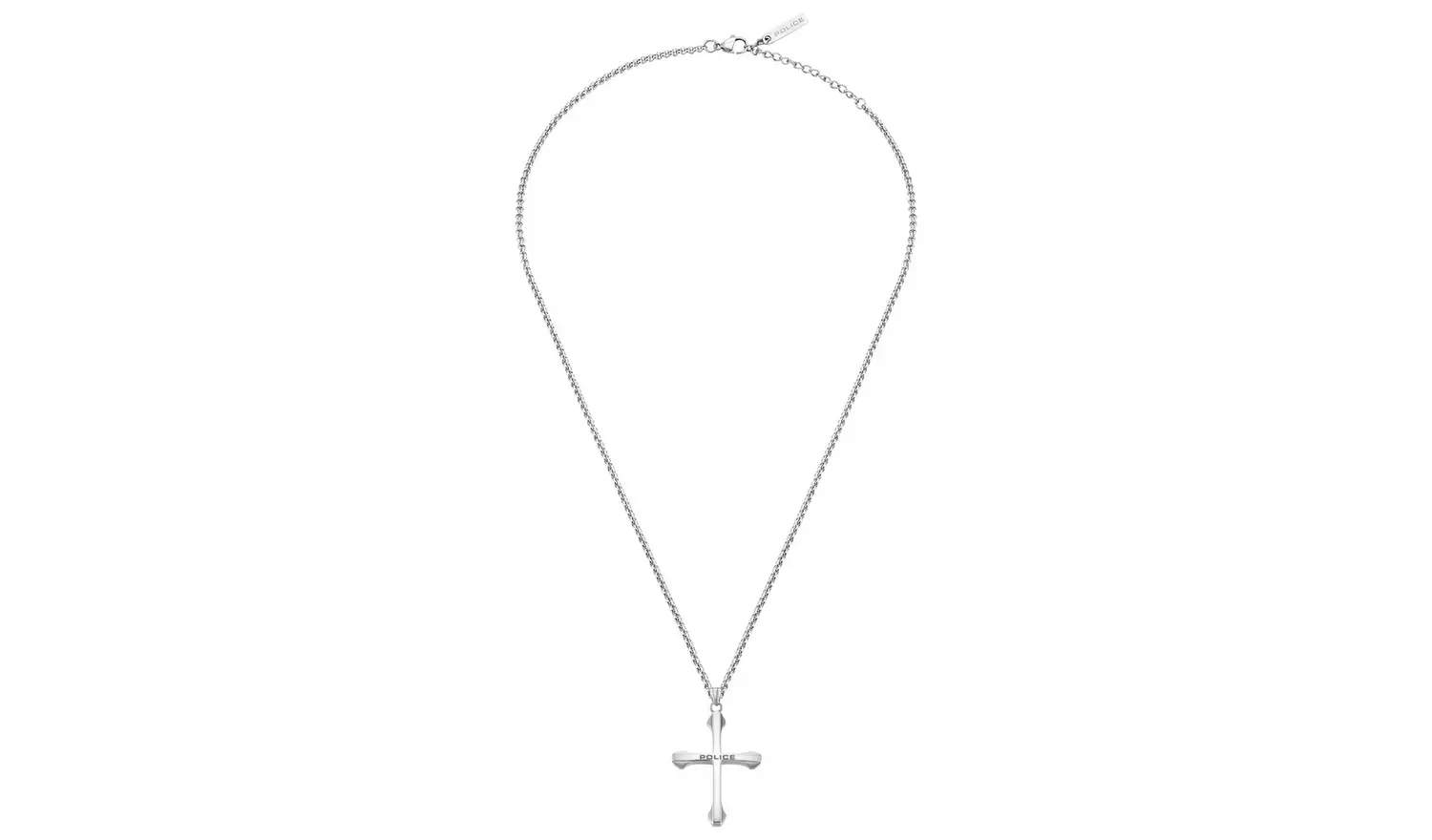 Police Polished Stainless Steel Cross Pendant Necklace