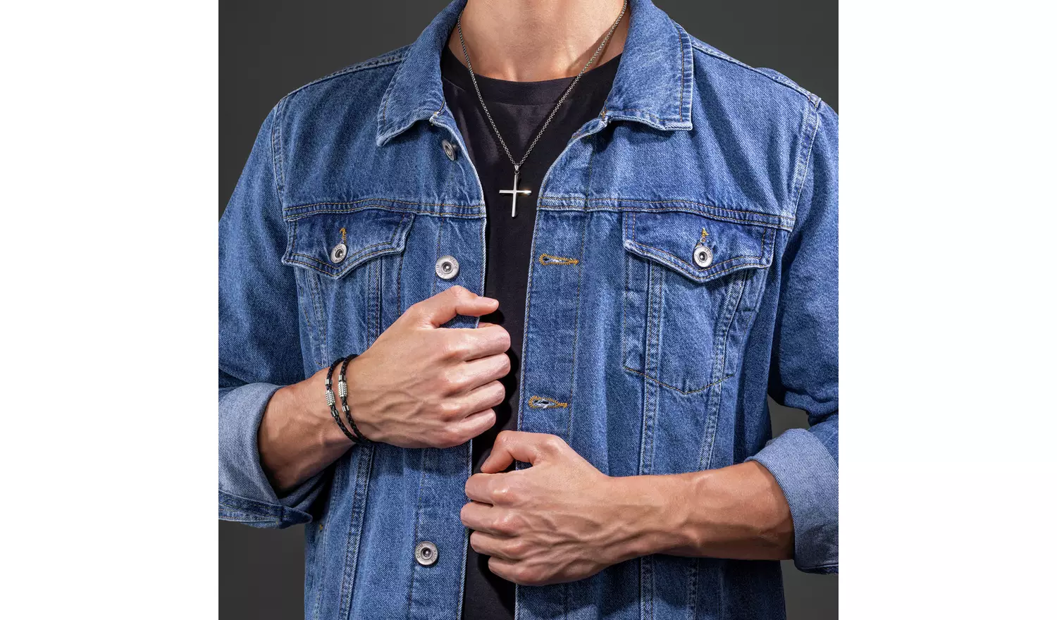 Police Polished Stainless Steel Cross Pendant Necklace