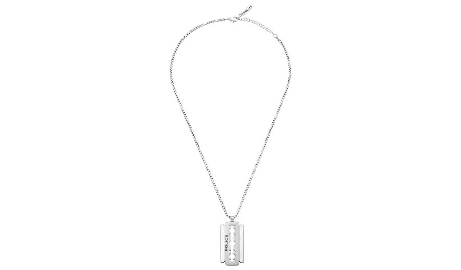 Police Stainless Steel Brushed Razorblade Pendant Necklace