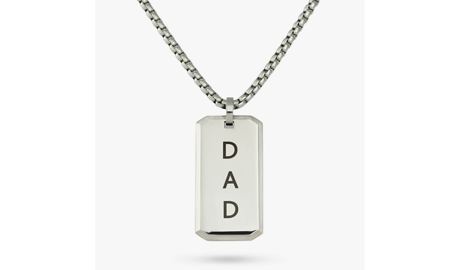Revere Men's Stainless Steel Rectangular DAD Dog Tag Pendant