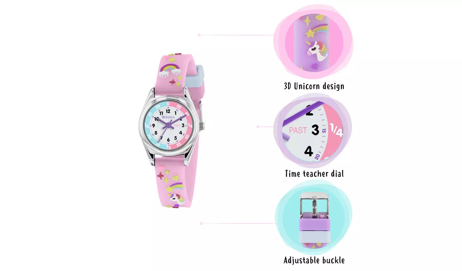 Tikkers Kids Purple Time Teacher Watch