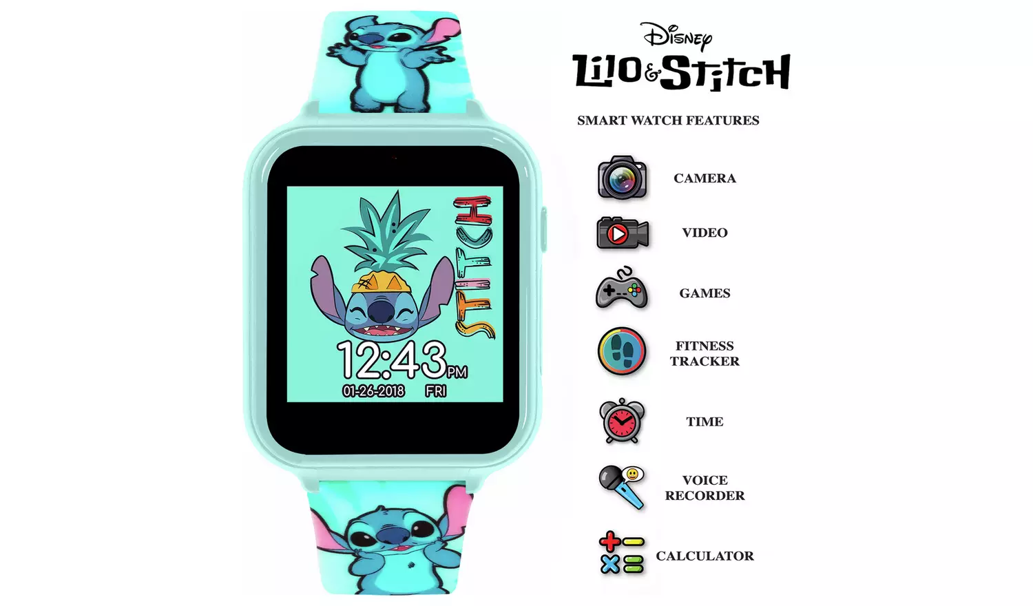 Disney Kids Blue Lilo and Stitch Interactive Smart Watch