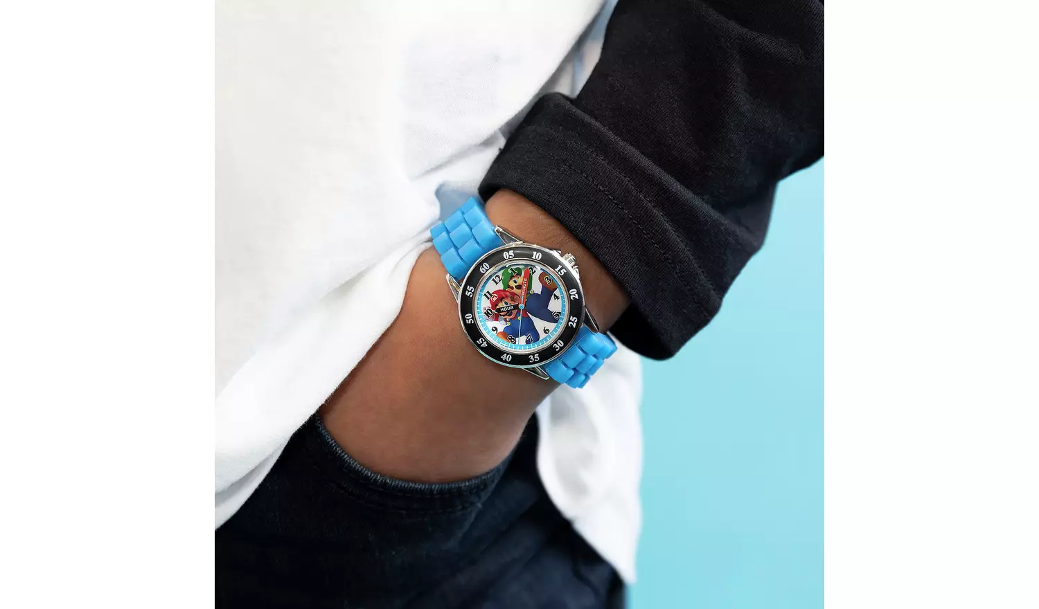 Nintendo Mario Blue Time Teacher Silicone Strap Watch