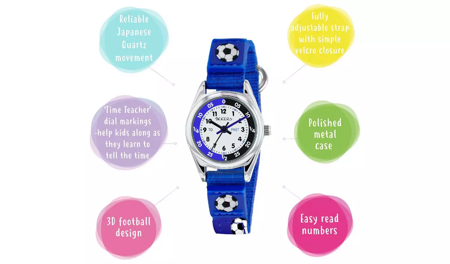 Tikkers Kids Blue Football Time Teacher Watch and Wallet Set