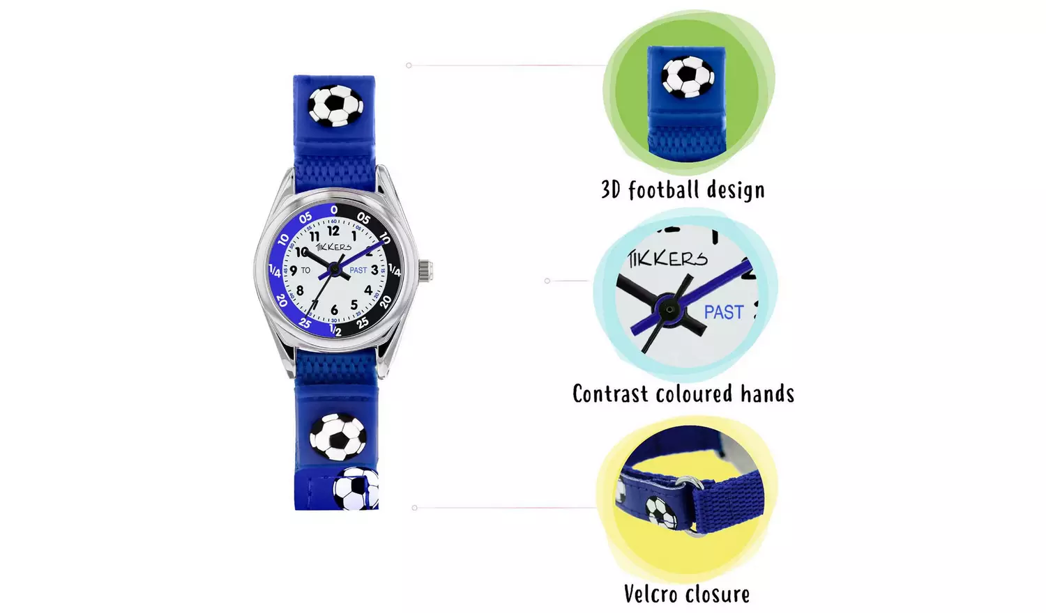 Tikkers Kids Blue Football Time Teacher Watch and Wallet Set