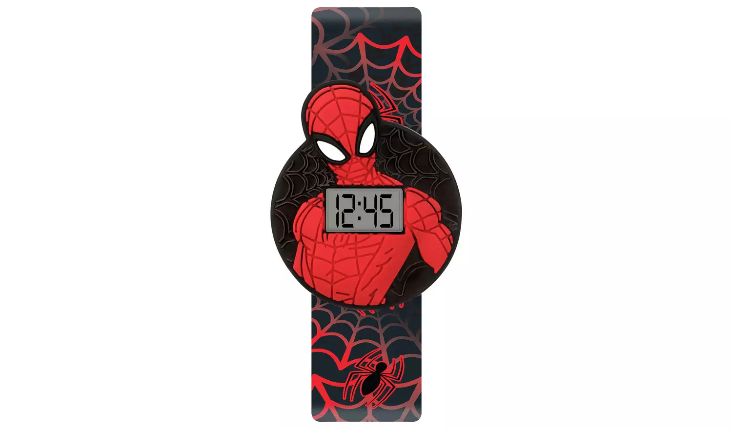 Marvel Kids Black Spiderman Slap Band Watch