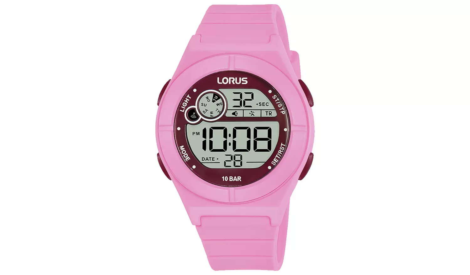 Lorus Girls Pink Silicone Strap Digital Watch