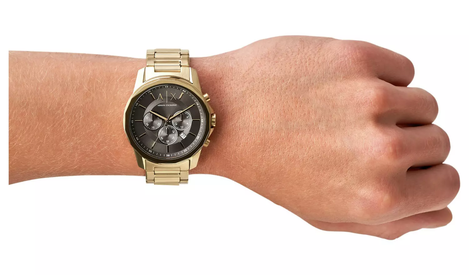 Armani Exchange Men's Gold Strap Grey Dial Bracelet Watch