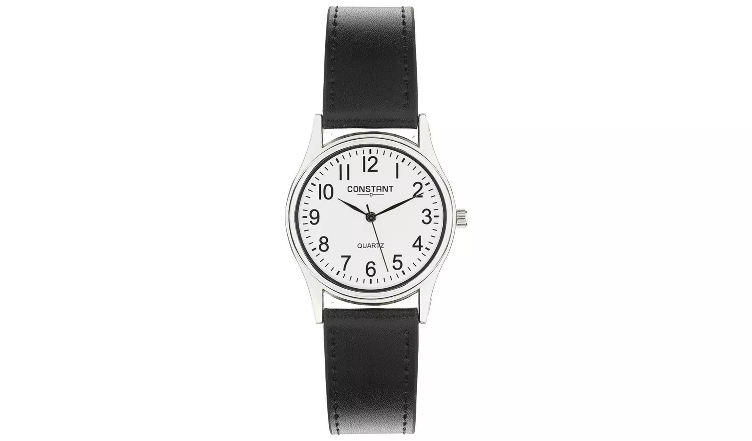 Constant Quartz Men's Black Faux Leather Strap Watch