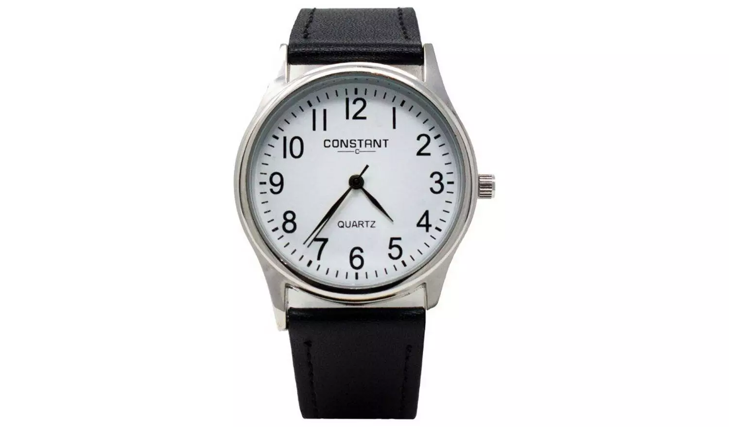 Constant Quartz Men's Black Faux Leather Strap Watch