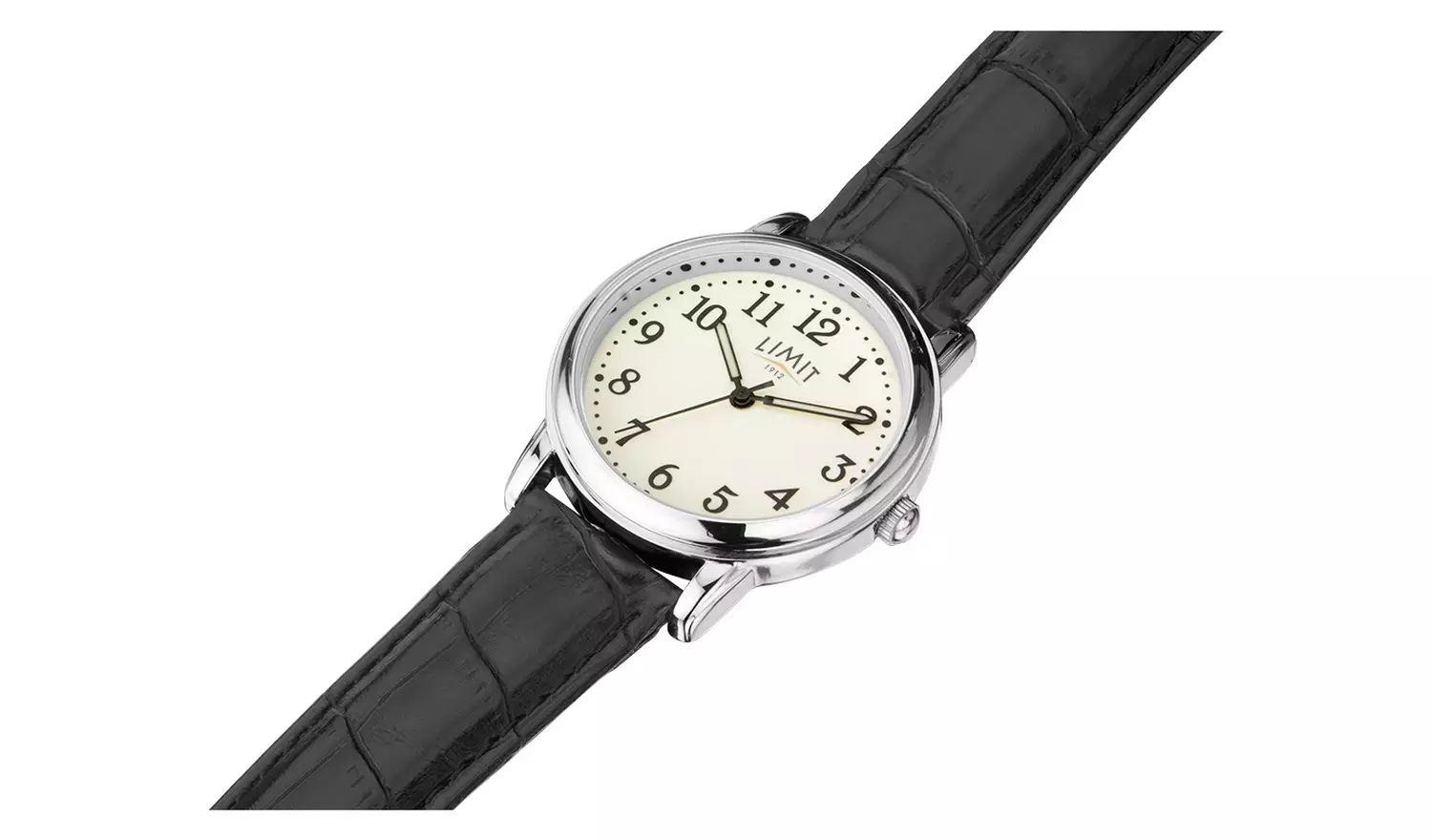 Limit Men's Glow Dial Black Faux Leather Strap Watch