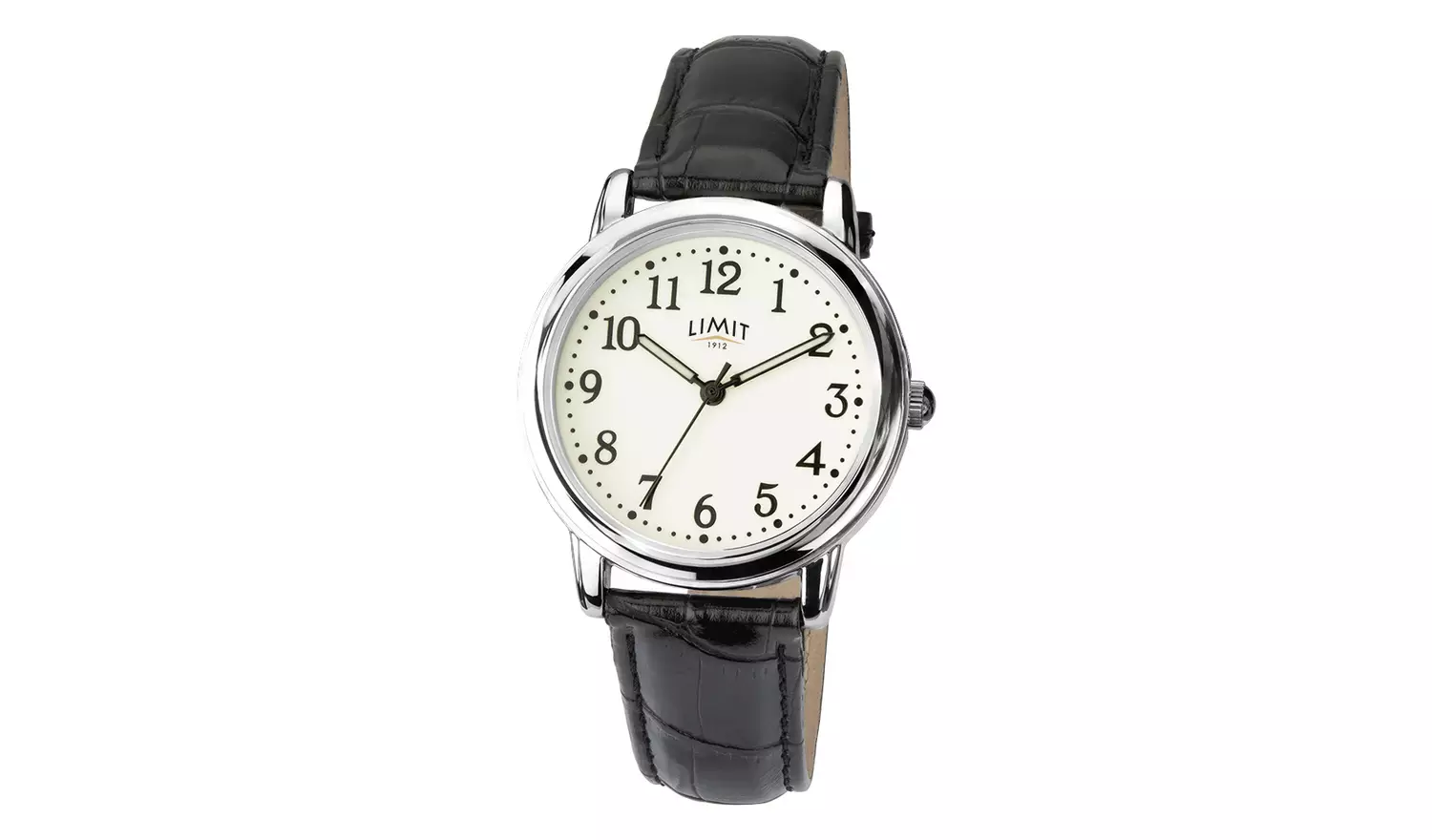 Limit Men's Glow Dial Black Faux Leather Strap Watch