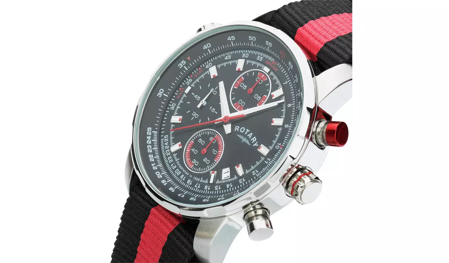 Rotary Men's Black Leather Strap With Black Dial Watch