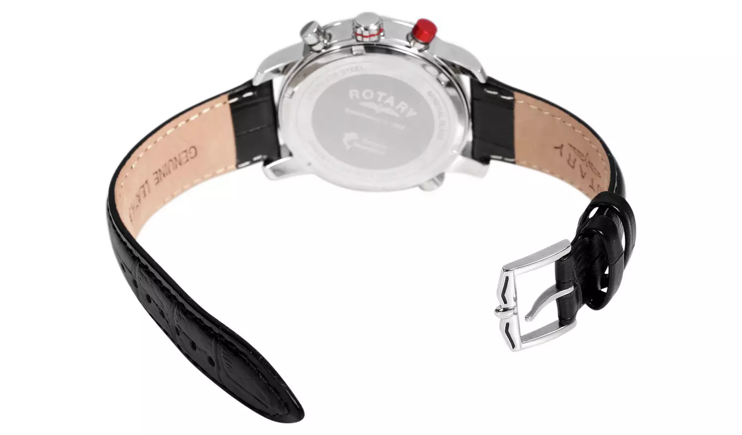 Rotary Men's Black Leather Strap With Black Dial Watch