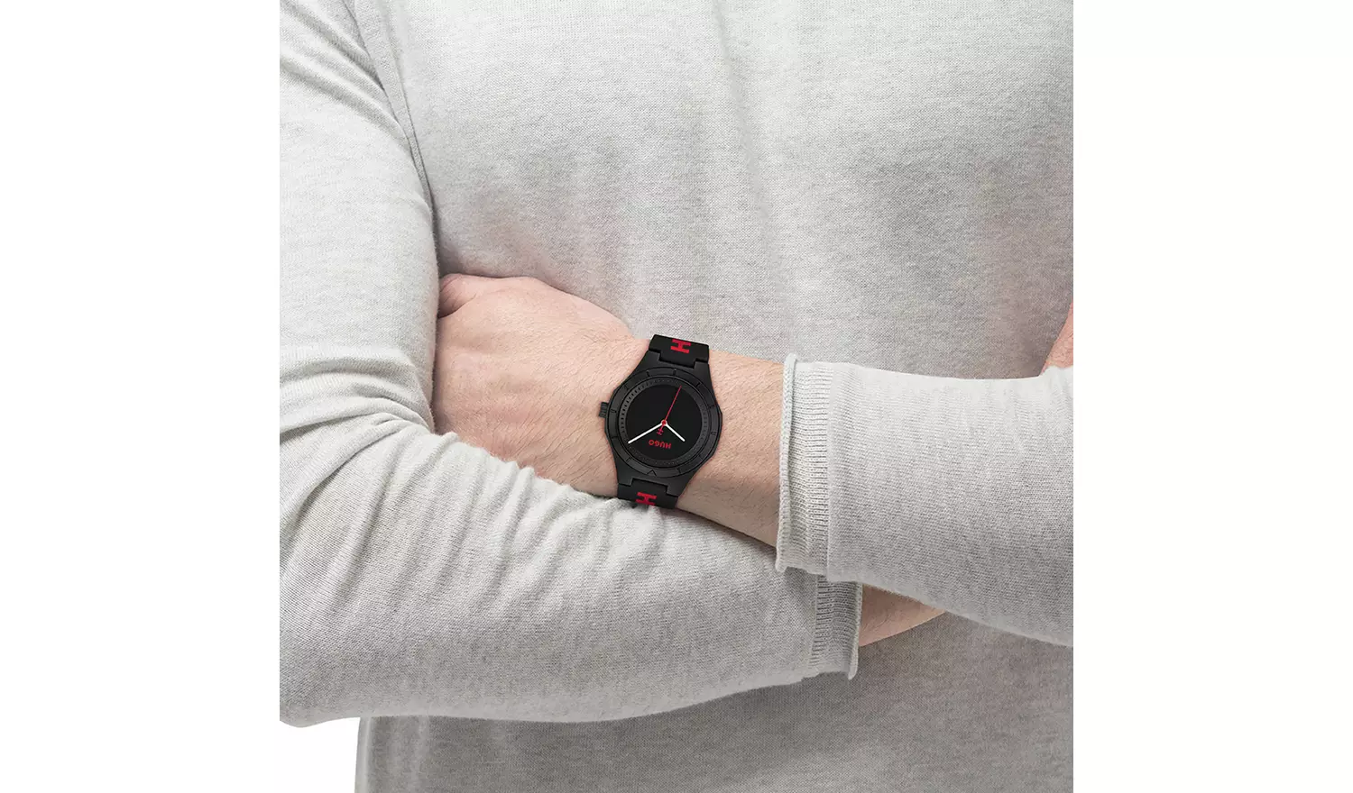 Hugo Men's Black Dial and Black Silicone Strap Watch