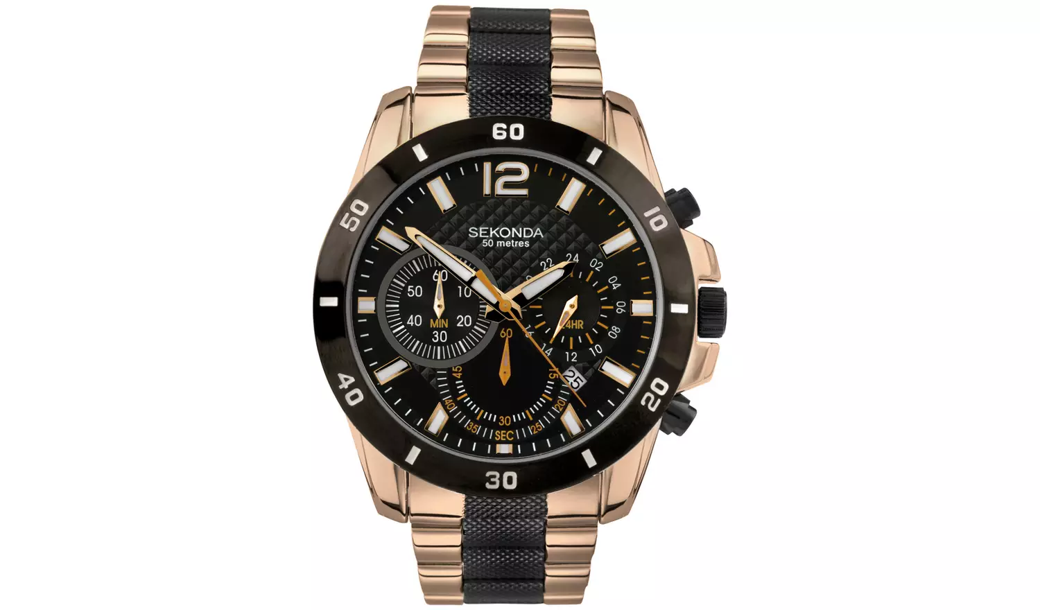Sekonda Men's Chronograph Black and Rose Gold Plated Watch