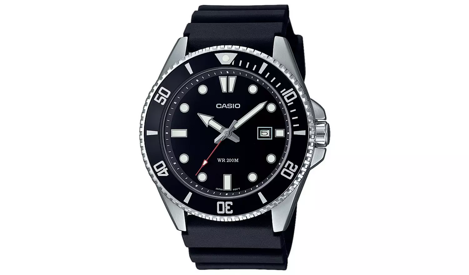 Casio Stainless Steel Rotating Bezel Black Strap Watch
