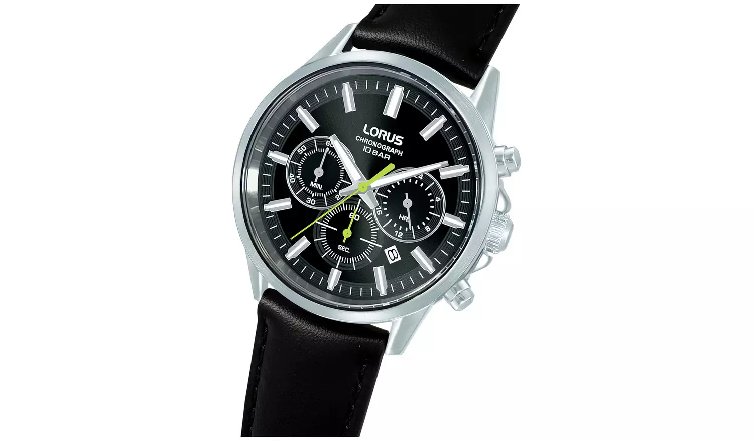 Lorus Chronograph Timepiece Black Leather Strap Watch