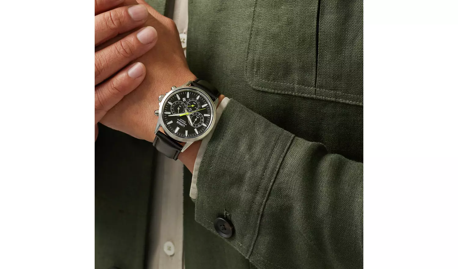 Lorus Chronograph Timepiece Black Leather Strap Watch