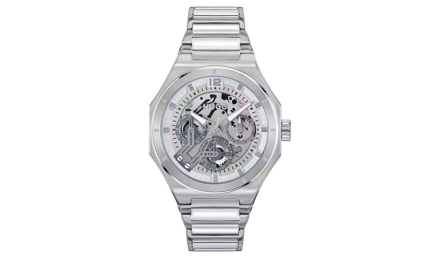 HUGO Men's Silver Colour Grail Skeleton Bracelet Watch