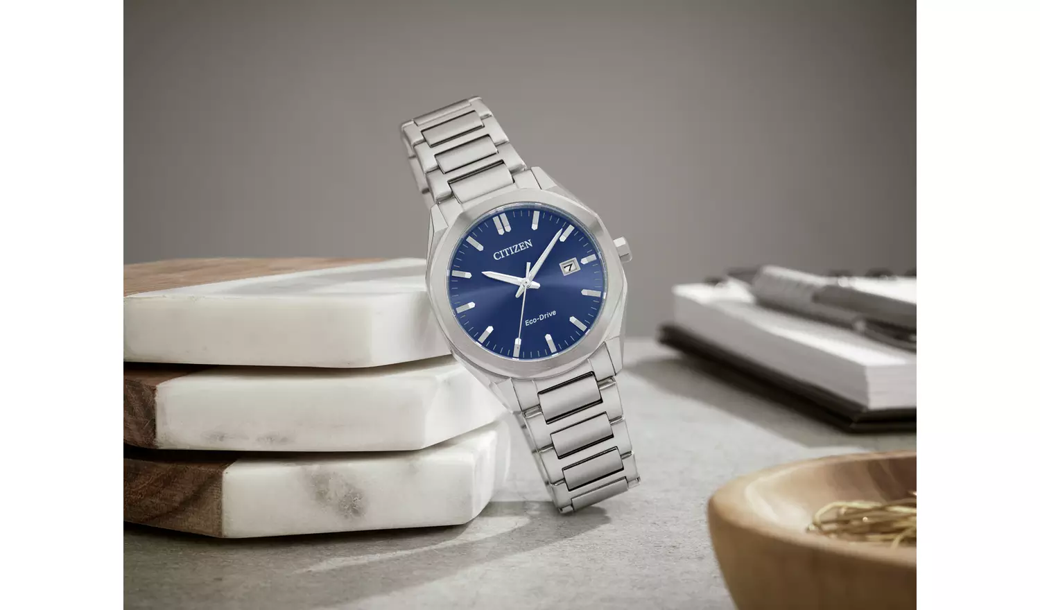 Citizen Mens Eco-Drive Blue Dial Bracelet Watch