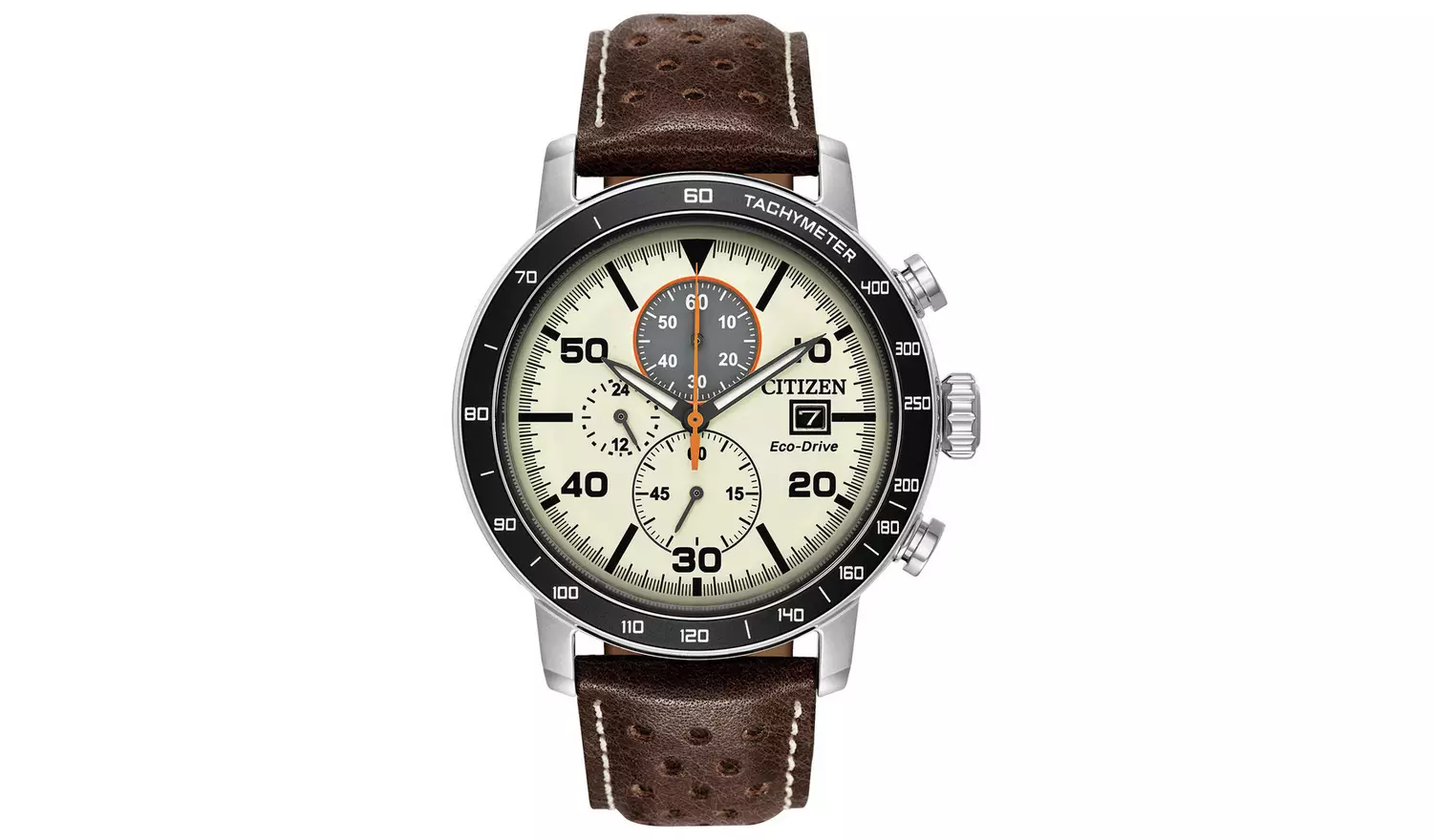 Citizen Men's Chronograph Brown Leather Strap Watch