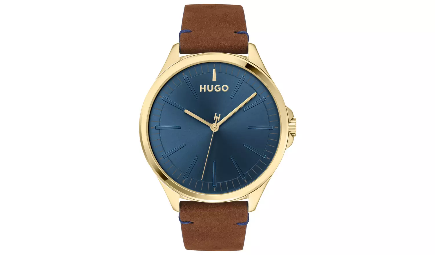 HUGO Men's Brown Leather Strap Watch