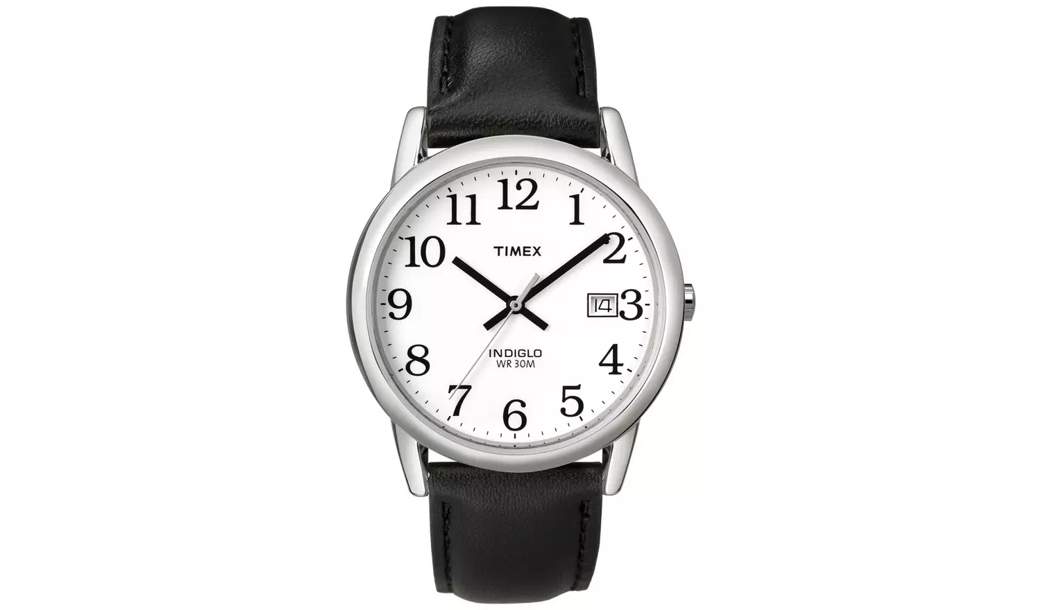 Timex Easy Reader Mens Silver watch with Black Leather Strap