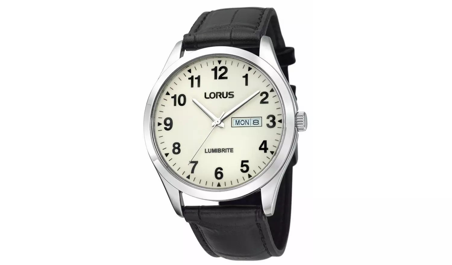 Lorus Men's Black Leather Strap Watch