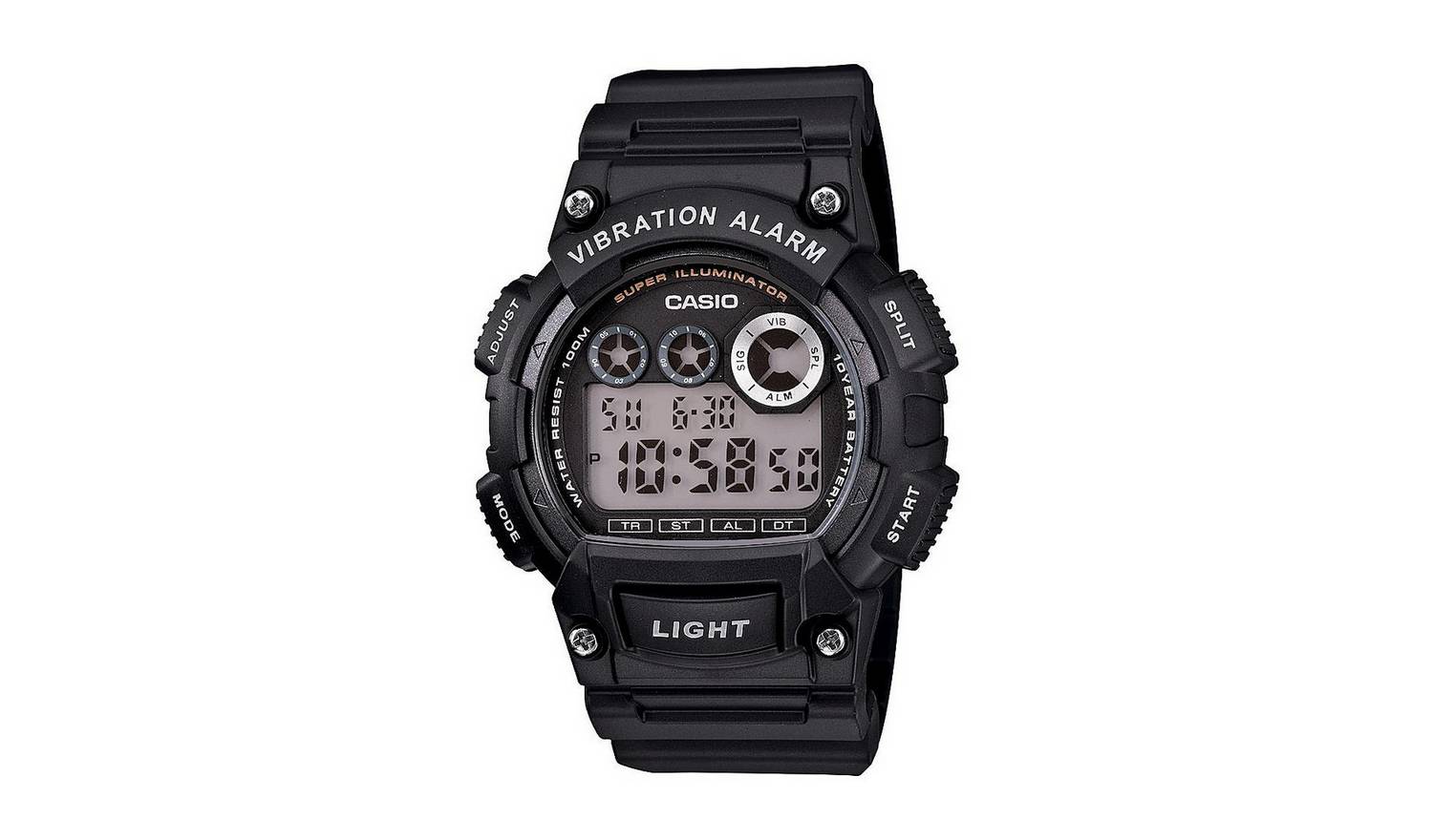 Casio Men's Vibration Alarm Black Resin Strap Watch