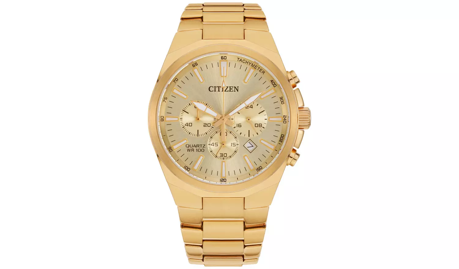 Citizen Quartz Men's Chronograph Gold Plated Bracelet Watch