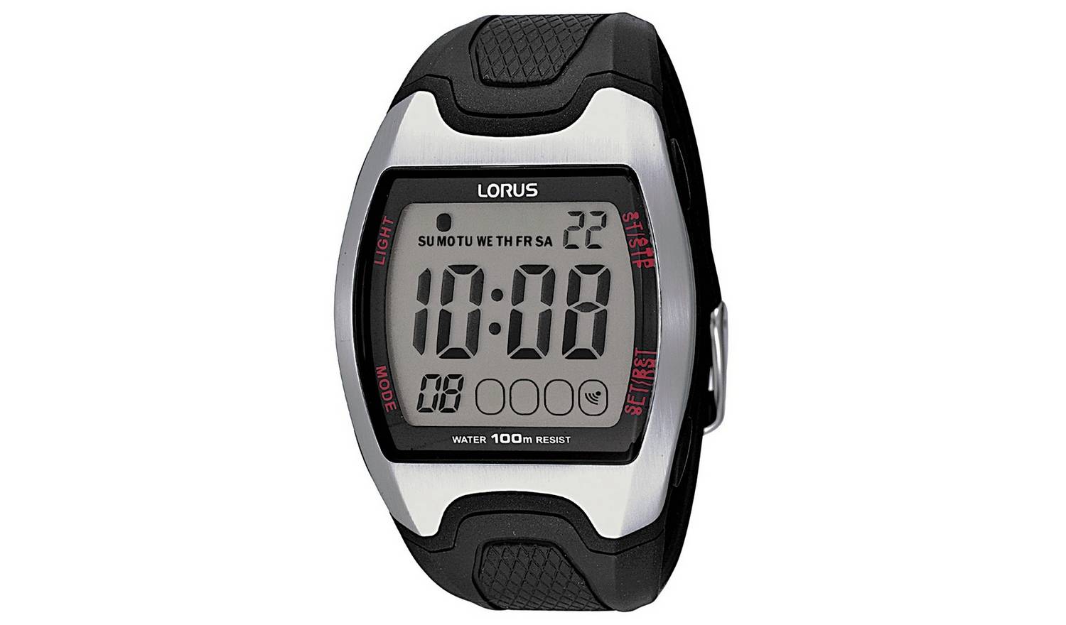 Lorus Men's Digital Display Black Resin Strap Watch