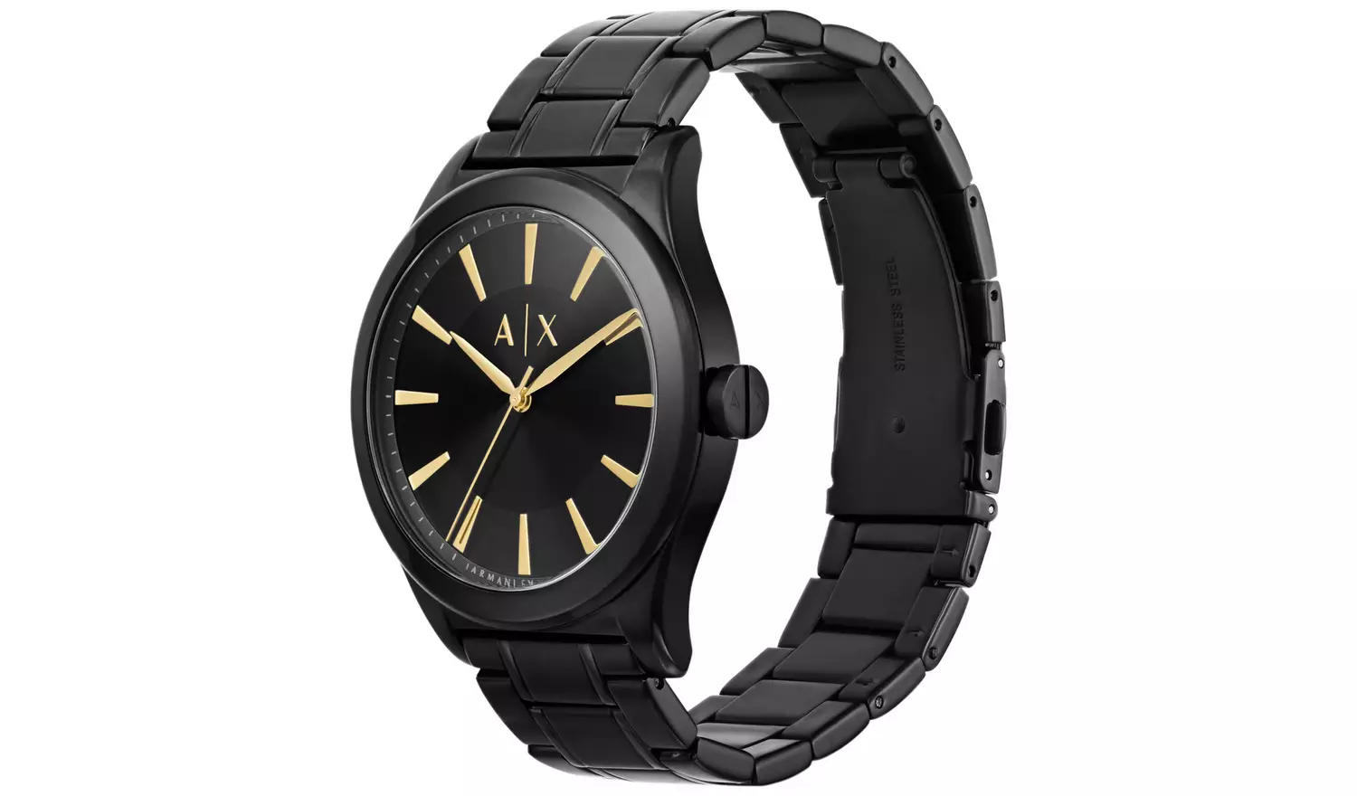 Armani Exchange Men Black Stainless Steel Bracelet Watch Set