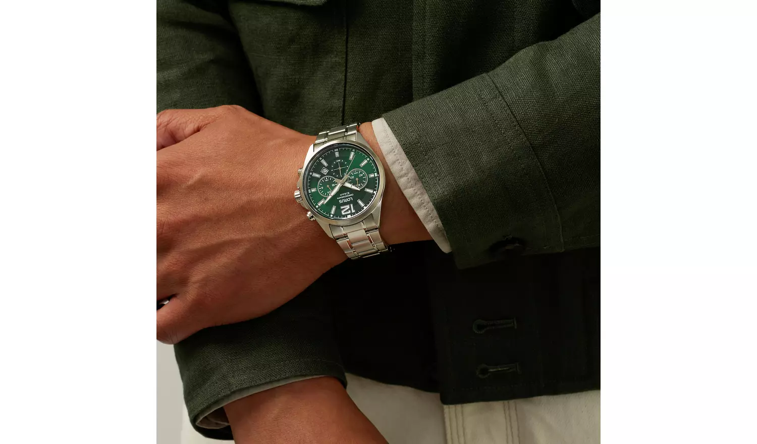 Lorus Men's Stainless Steel Green Dial Bracelet Watch