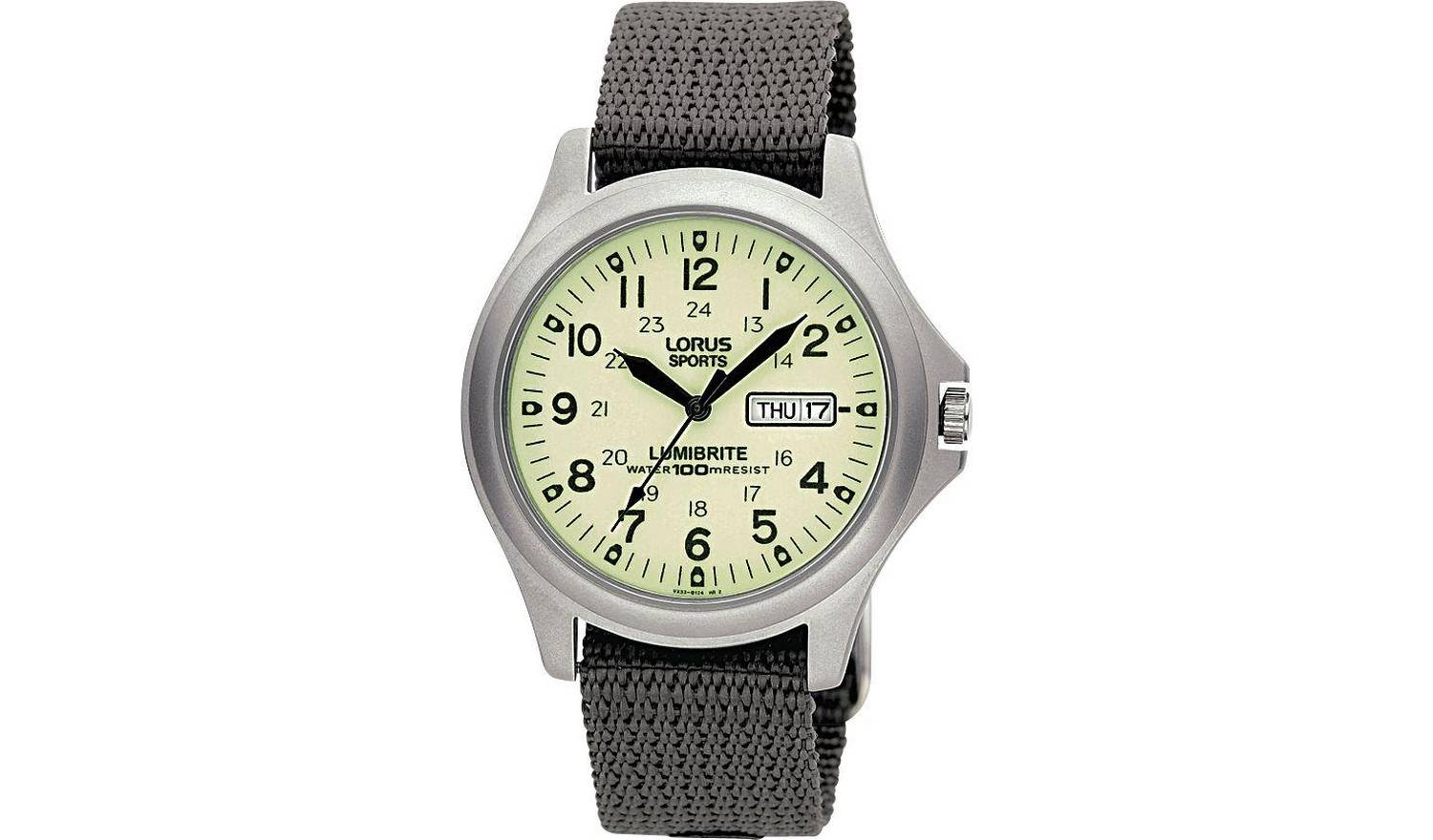 Lorus Men's Lumibrite Grey Fabric Web Strap Watch
