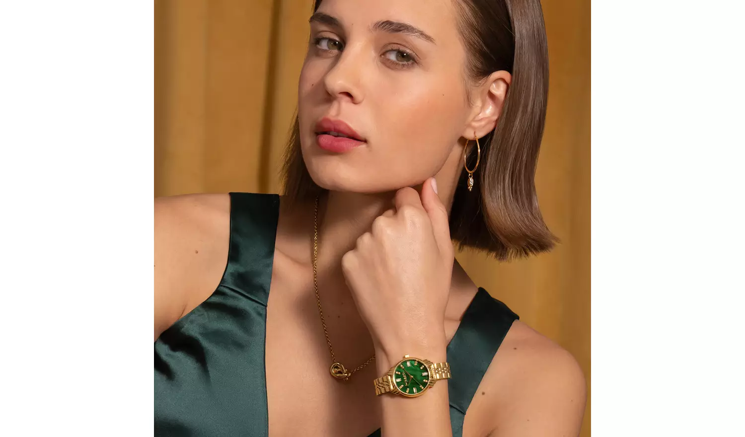 Olivia Burton Art Deco Emerald Gold Watch