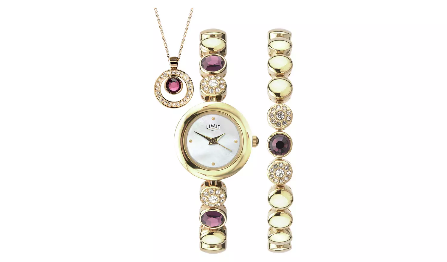 Limit Ladies' Gold Plated Bracelet, Necklace and Watch Set