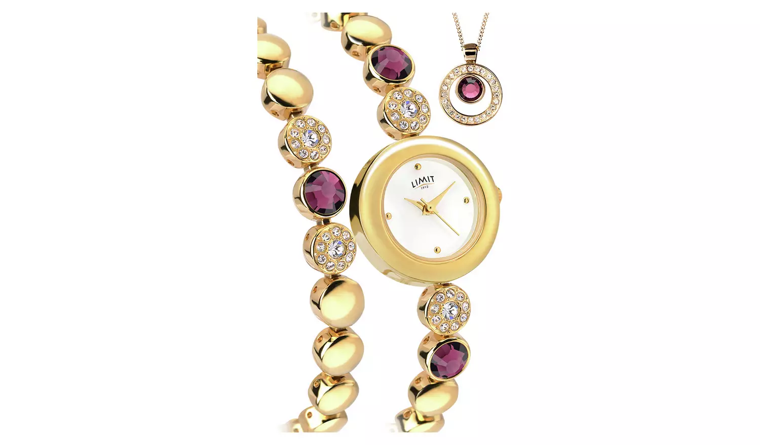 Limit Ladies' Gold Plated Bracelet, Necklace and Watch Set