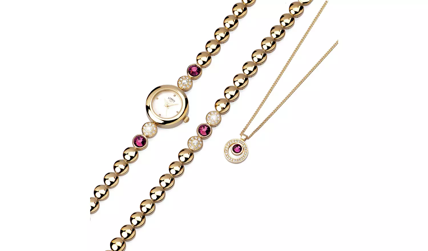 Limit Ladies' Gold Plated Bracelet, Necklace and Watch Set