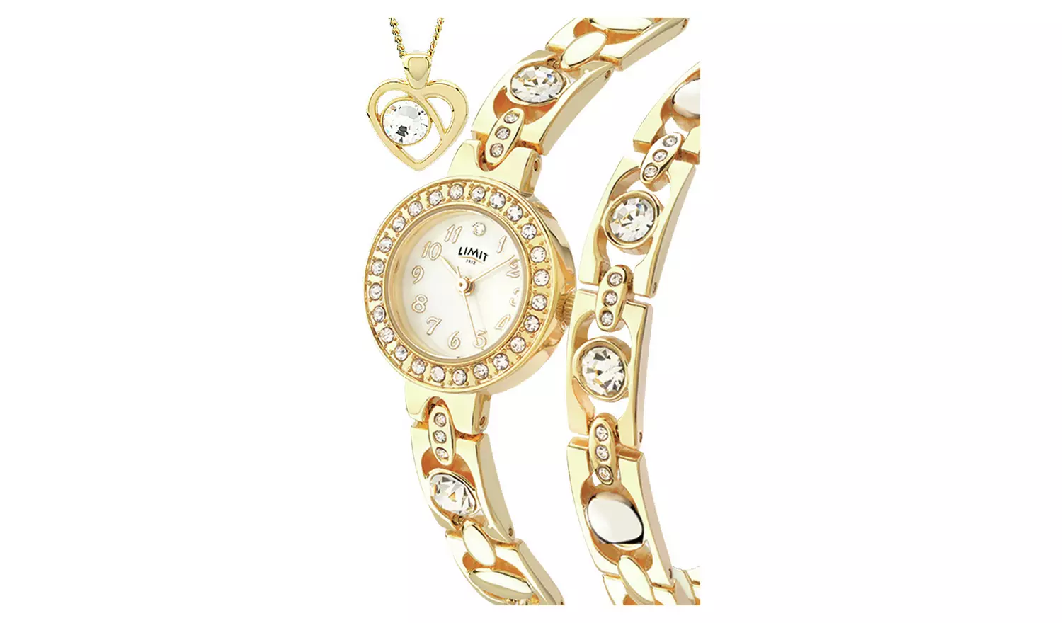 Limit Ladies' Gold Plated Bracelet, Pendant and Watch Set