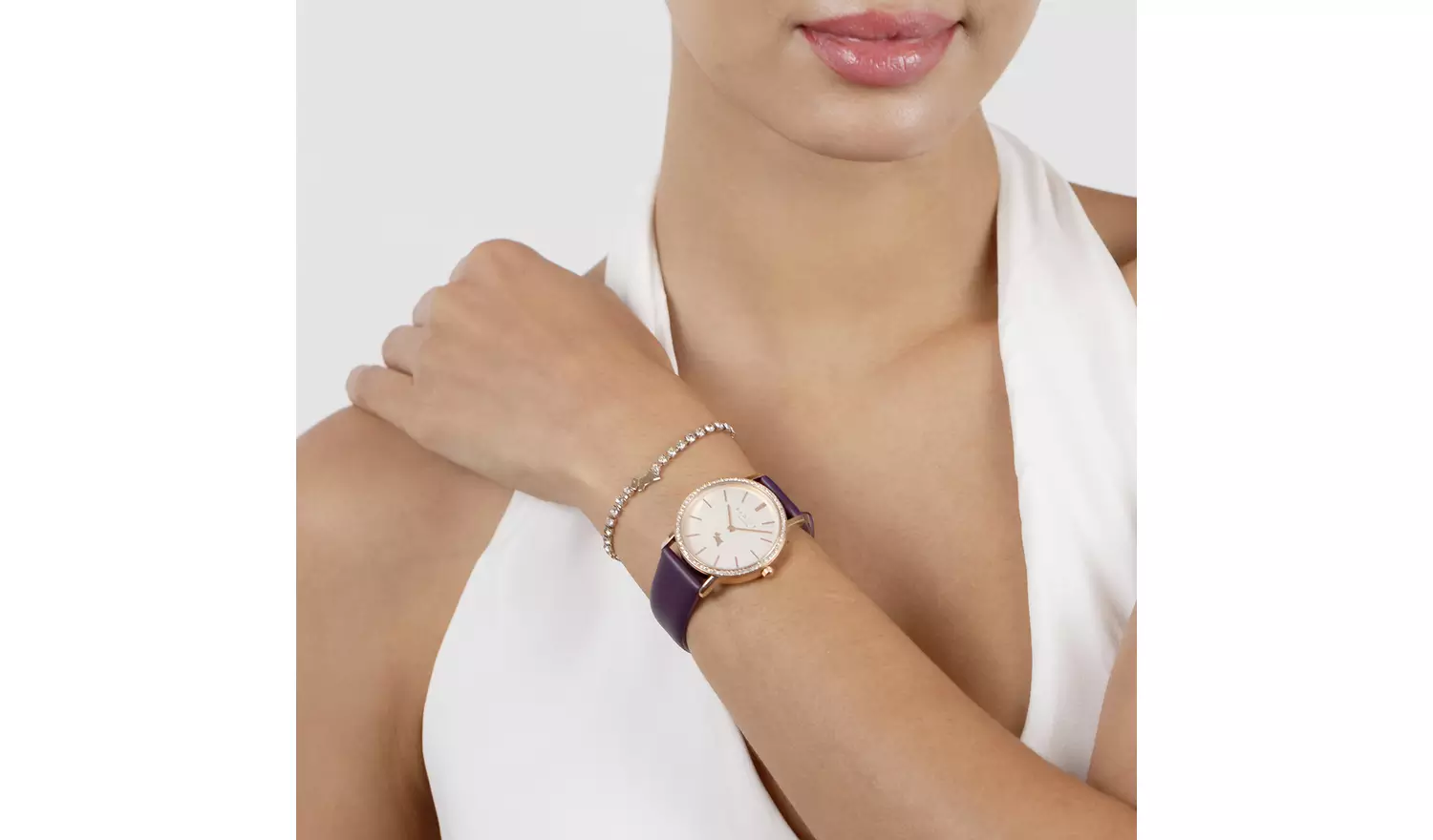 Radley Purple Leather Strap Watch and Bracelet Set