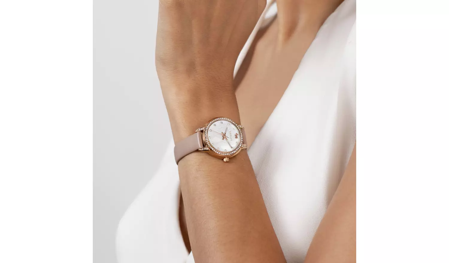 Radley Mother Of Pearl Pink Leather Strap Watch
