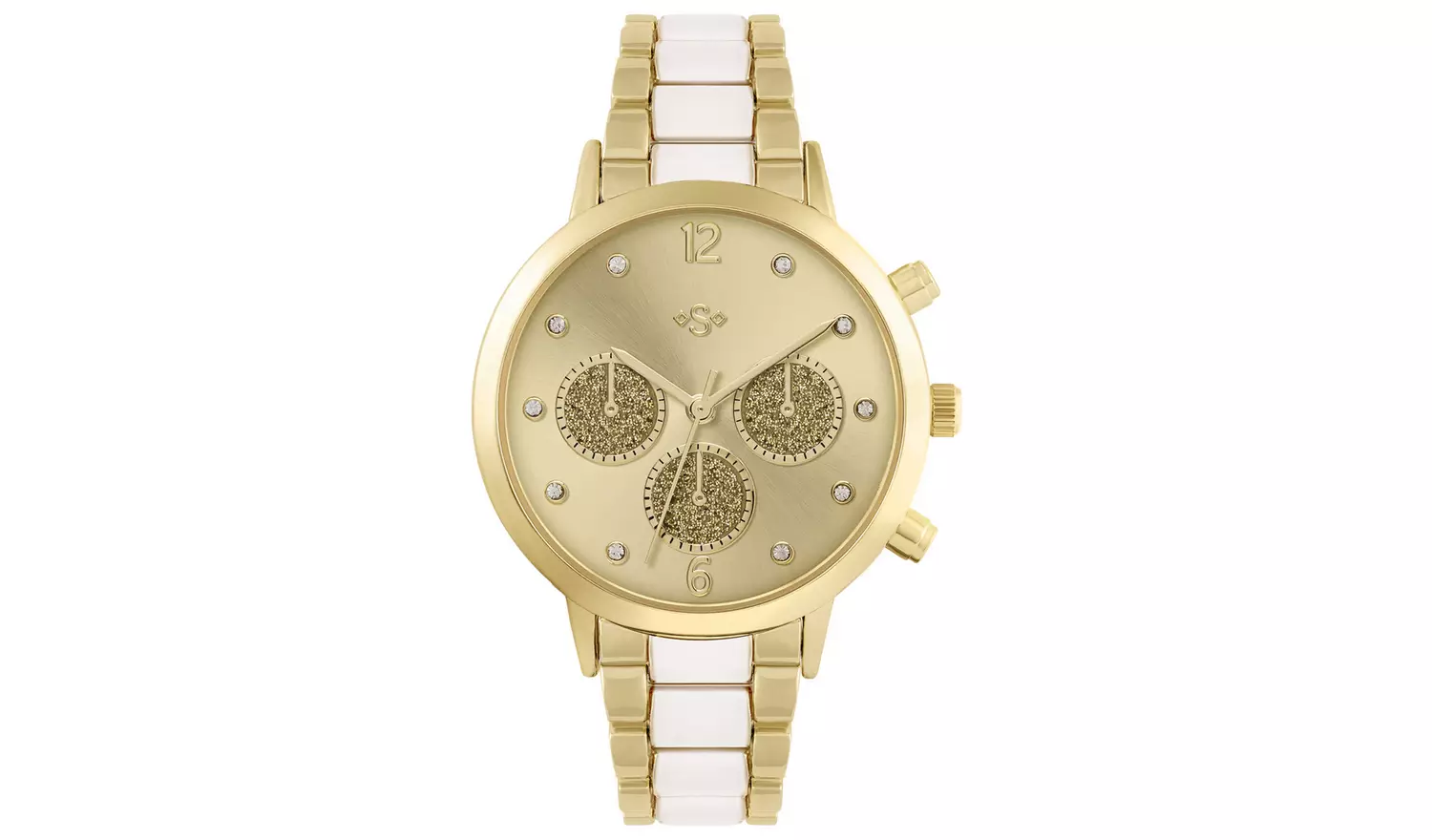 Spirit Ladies White & Gold Plated Multi Dial Bracelet Watch