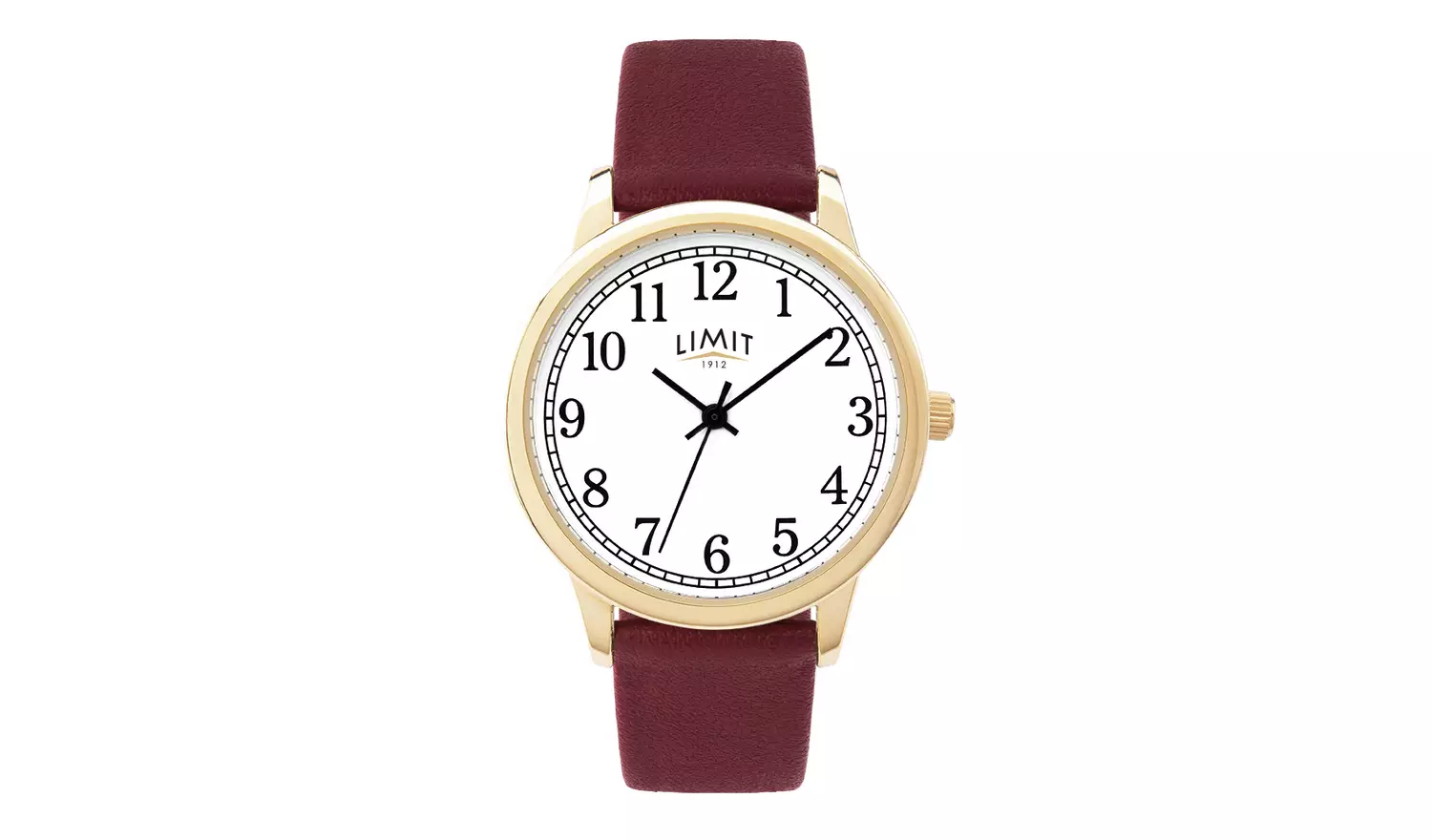 Limit Ladies White Dial Burgundy Faux Leather Strap Watch