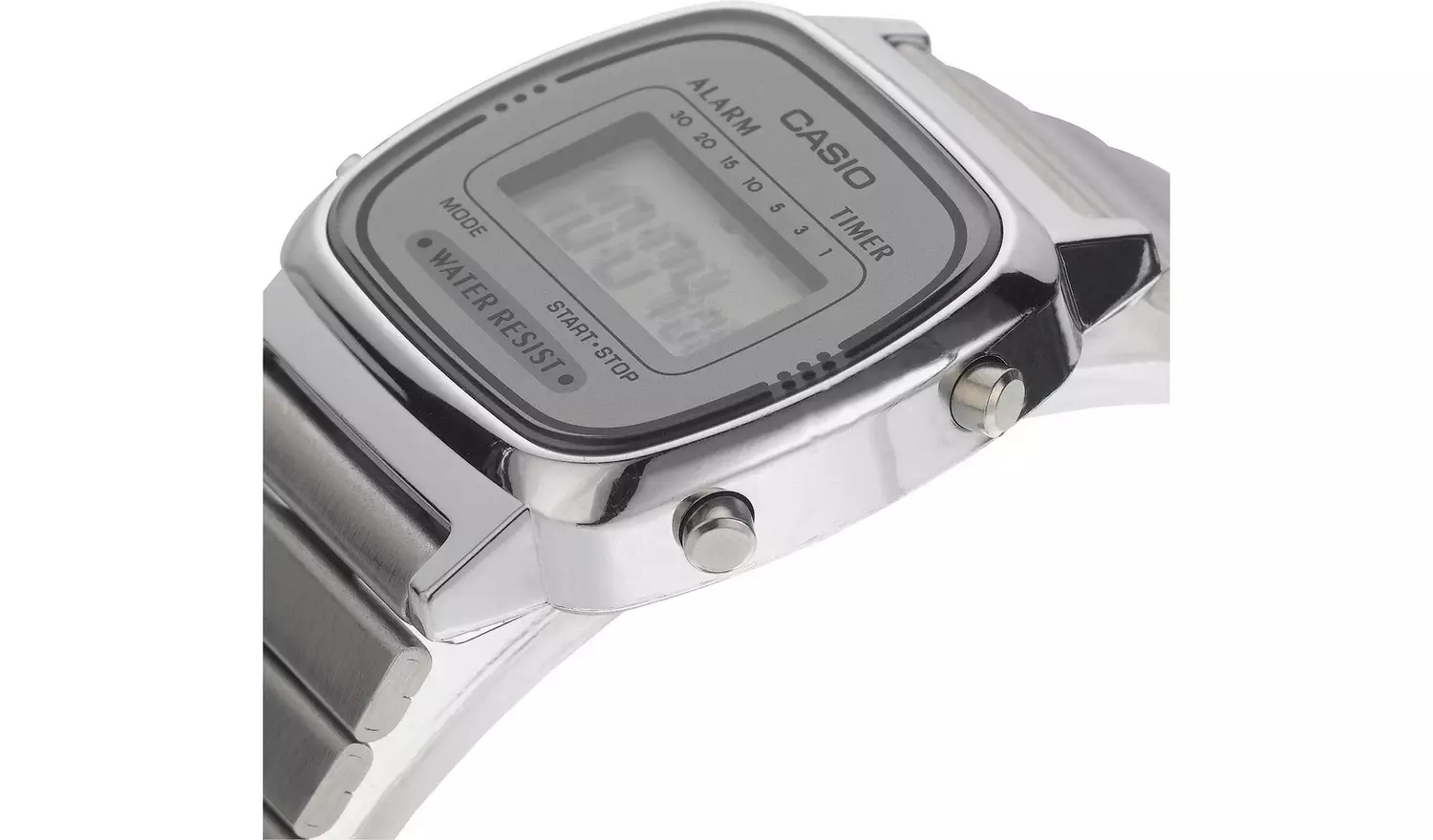 Casio Chrome Coloured Stainless Steel Bracelet Watch