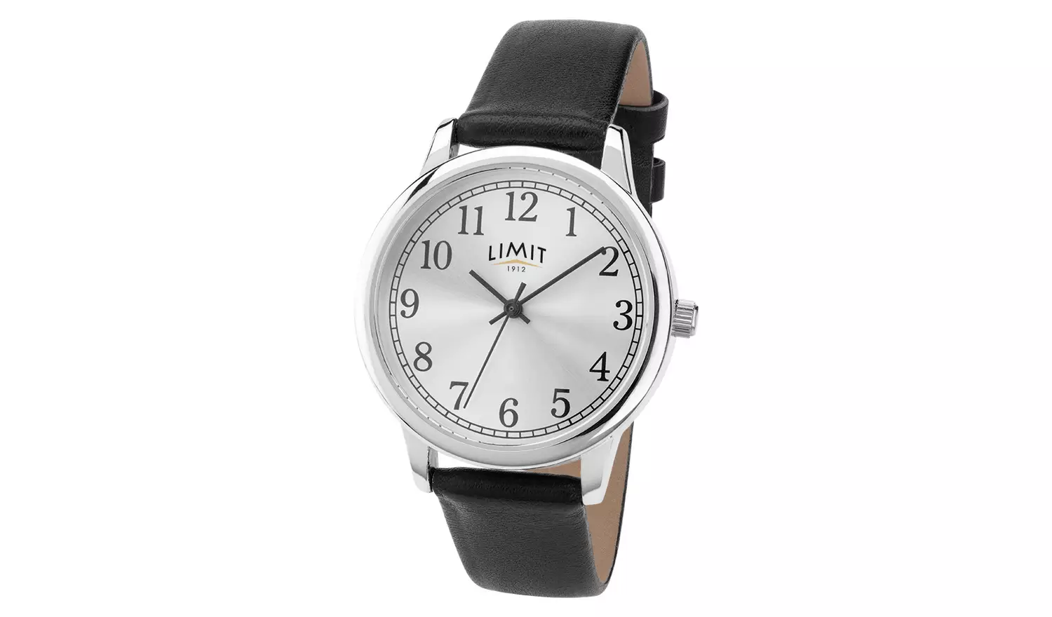 Limit Ladies Silver Dial Black Faux Leather Strap Watch