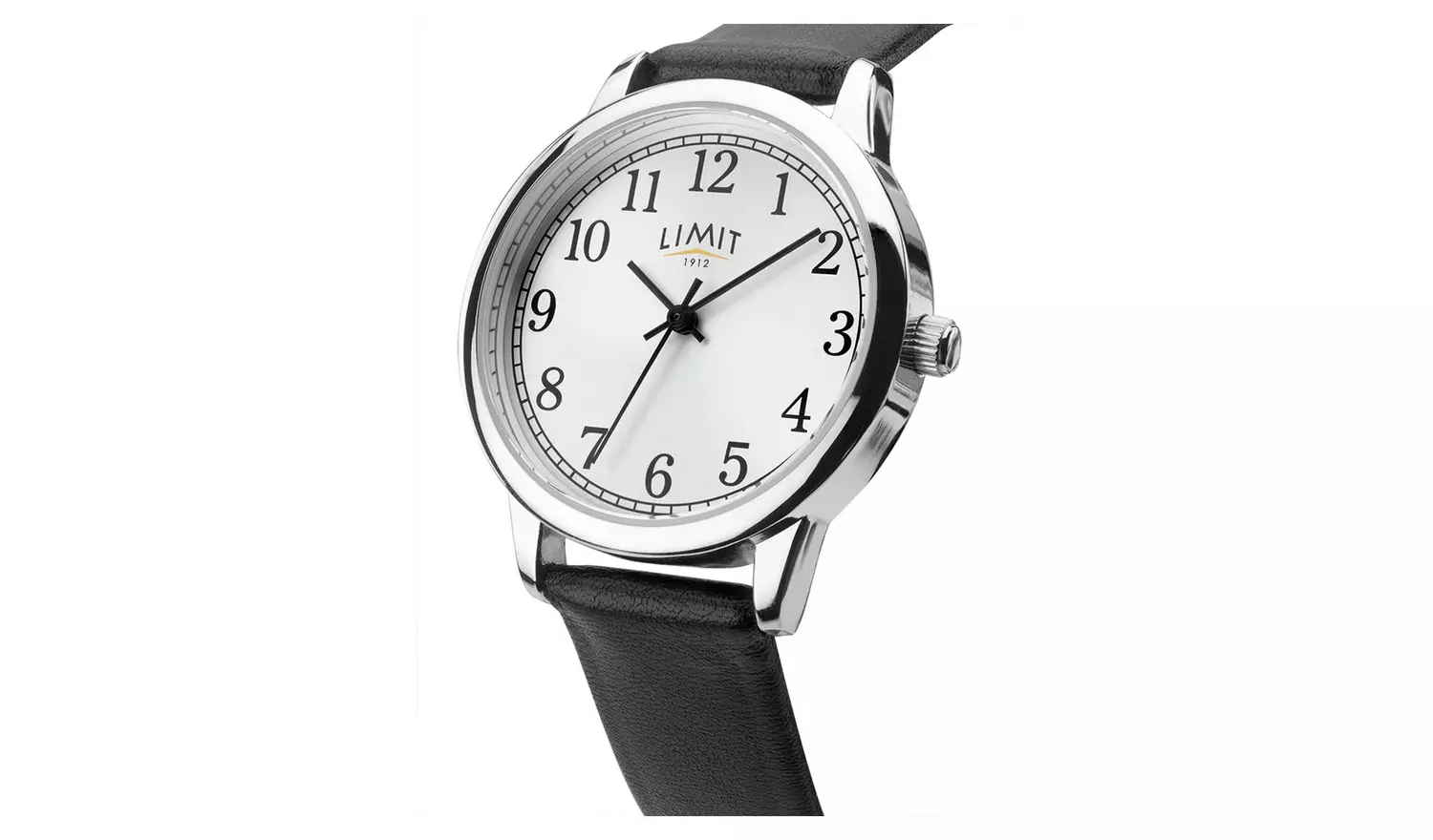 Limit Ladies Silver Dial Black Faux Leather Strap Watch