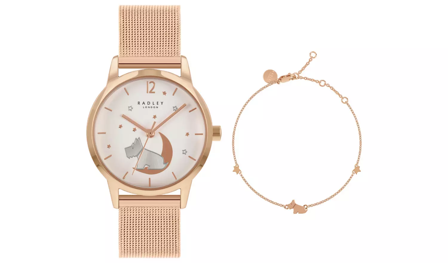 Radley Dog In Moon Rose Gold Mesh Strap Watch/ Bracelet Set